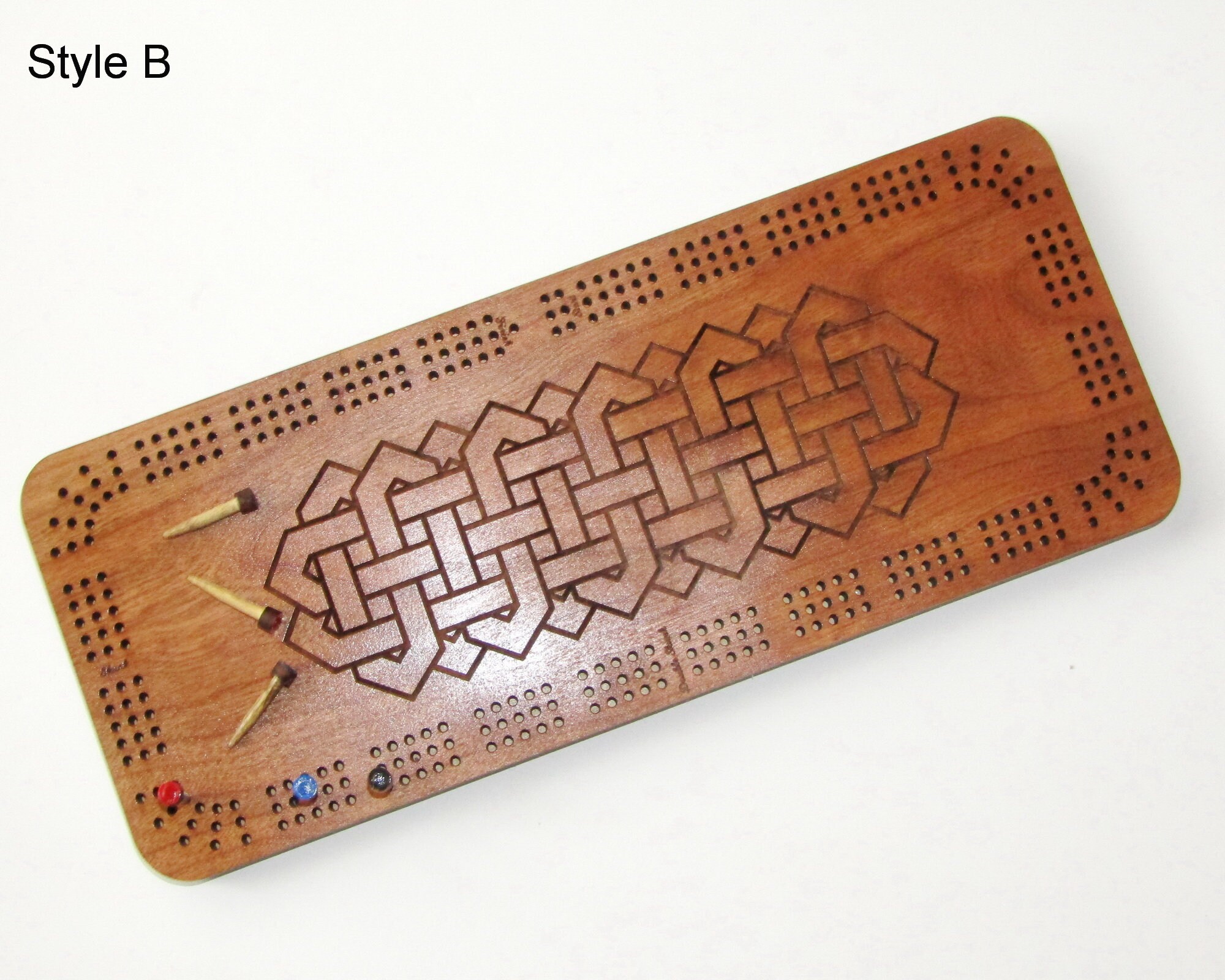 Wooden Cribbage Board Game Board Engraved Laser Cut Cherry Etsy UK