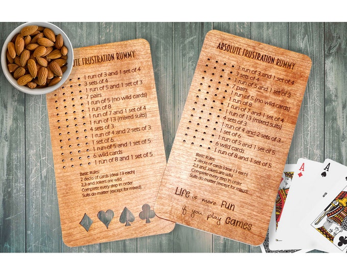 Frustration Rummy Game Board Engraved Wood Card Game Personalized Custom