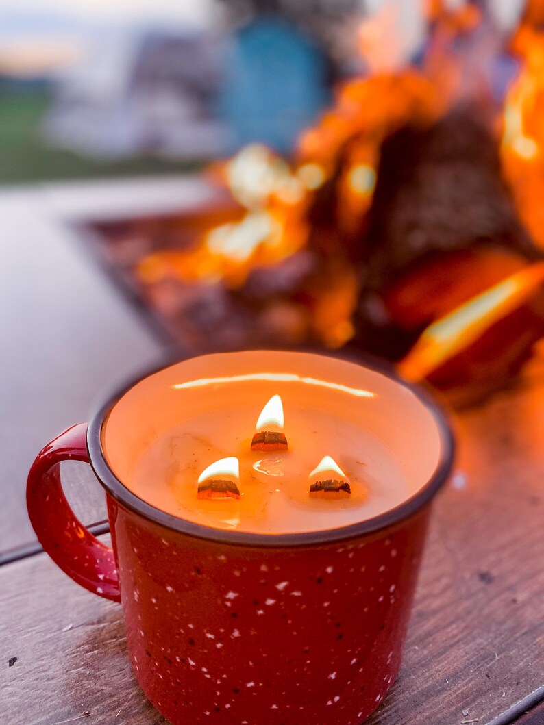 Campfire Mug Candle All-natural Soy Wood Wick Candle - Etsy