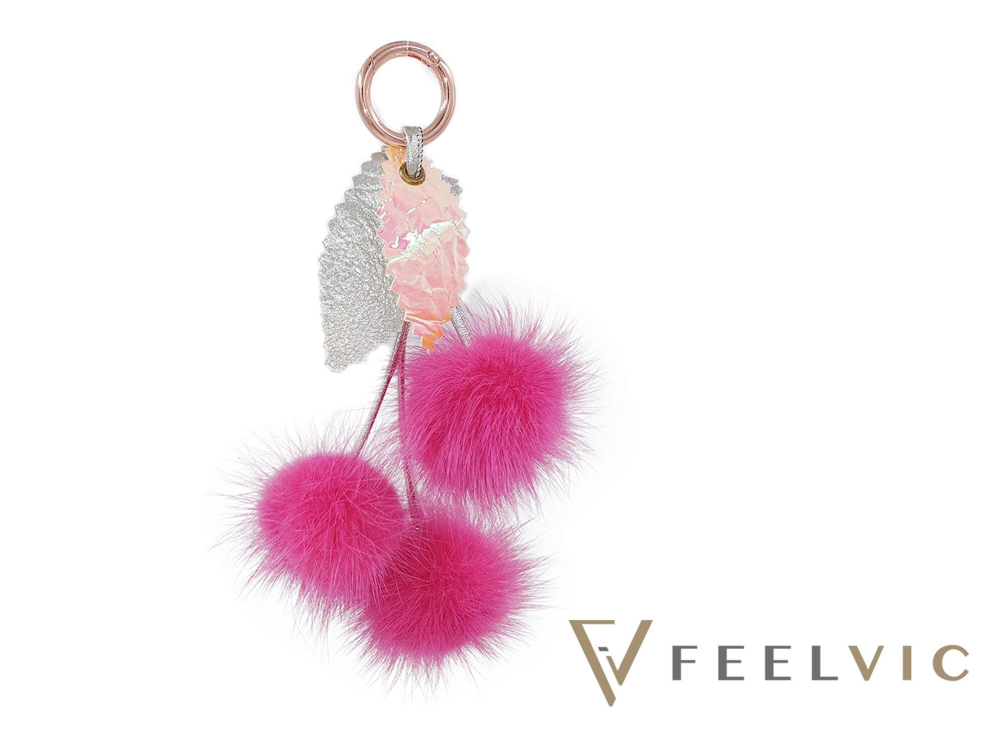 Genuine Fox Fur Baby Keychain with Bowtie - Adorable Pom-Pom Bag Purse Charm  - Gold Ring Fluffy Fur Ball - Fashion Gift (grey) at  Women's  Clothing store