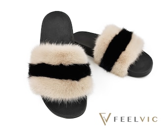 Fur Slides For Women , Work From Home With Furry Slides