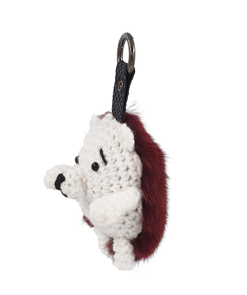 Handmade Bag Charm Amigurumi keychain Real fur pom pom Mink fur