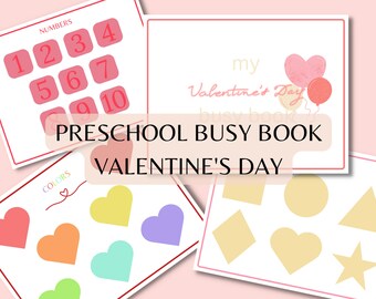 Toddler Busy Book Printable Learning Binder Preschool Learning Binder Quiet Book for Toddlers Learning Folder Valentine's Day Kids Preschool