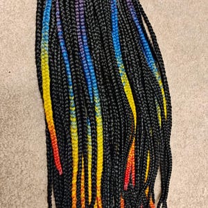 black with rainbow accents braid fall ponytail
