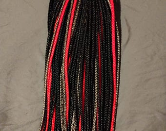 Trenza de poni con cordón negro/rojo/gris