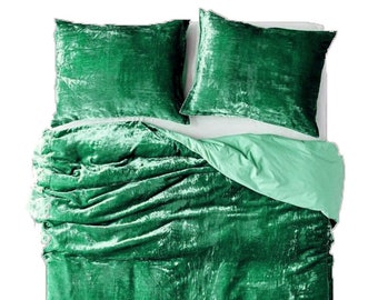 3 pièces Ultra Luxury Crushed Velvet Duvet Cover Boho Bedding UO Bedding Comforter Cover Donna Cover Quilt Cover Green Duvet Velvet Bedding