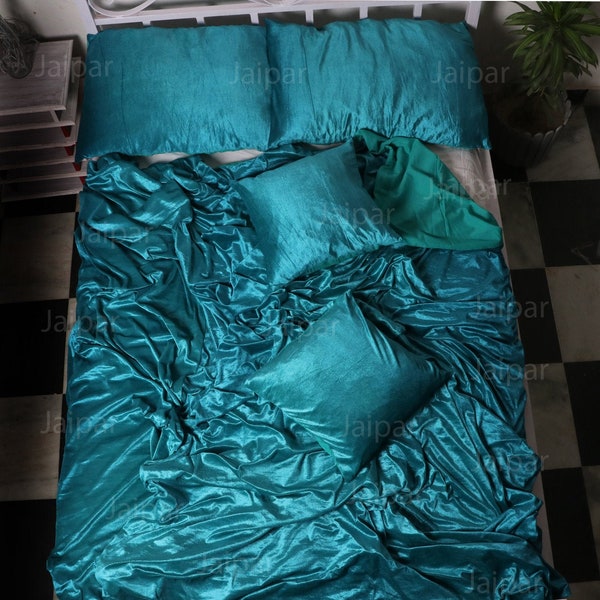 Ultra-Luxury Crushed Velvet Duvet Cover Boho Bedding UO Comforter Bedding Donna Cover 3 Pcs Set Blue Duvet Cover Queen Velvet Bedding