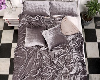 Ultra-Luxe Crushed Velvet Duvet Cover Boho Bedding UO Comforter Cover Donna Cover Quilt Cover Dark Grey Color Velvet Duvet Cover 5 Ps Set