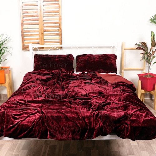 5 Pcs Set Ultra Luxury Dark Green Velvet Duvet Cover Boho Etsy