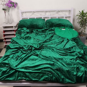 Ultra-Luxe Crushed Velvet Duvet Cover Boho Bedding UO Comforter Cover Donna Cover Quilt Cover Dark Emerald Green Velvet Duvet Cover 3 Ps Set