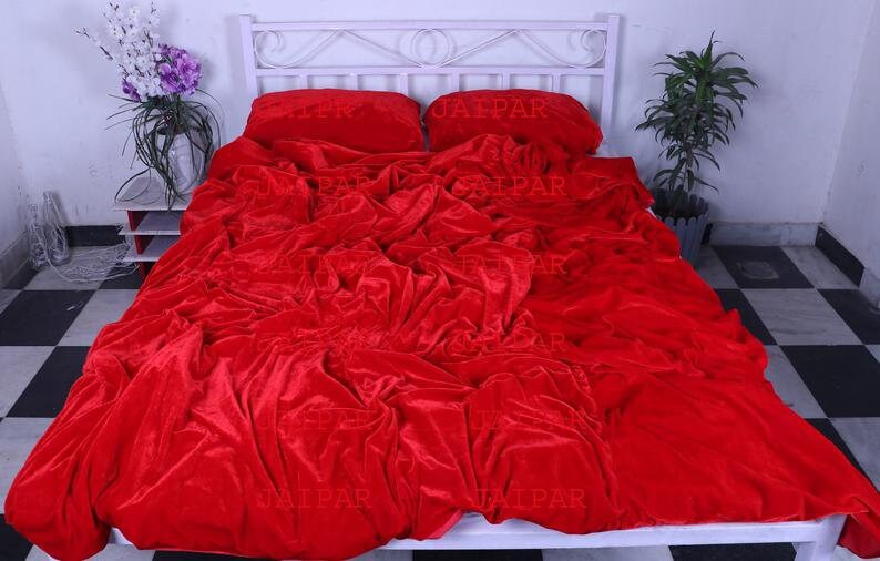 Ultraluxury Plain Black Velvet Duvet Cover Boho Bedding UO Etsy