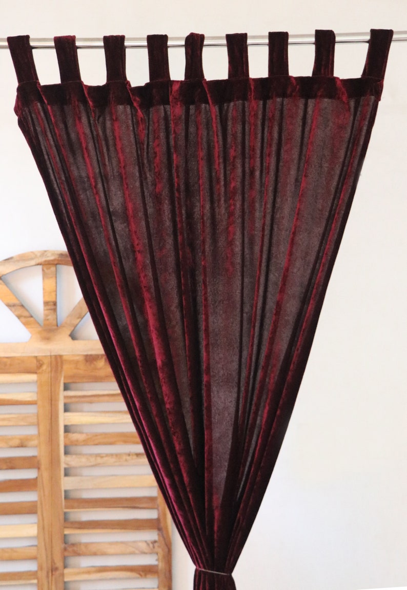 Luxe Dark Maroon Velvet Curtain Red Velvet Curtain Boho Window Curtain Salon Curtain Room Divider Curtain Christmas Gift Item image 3