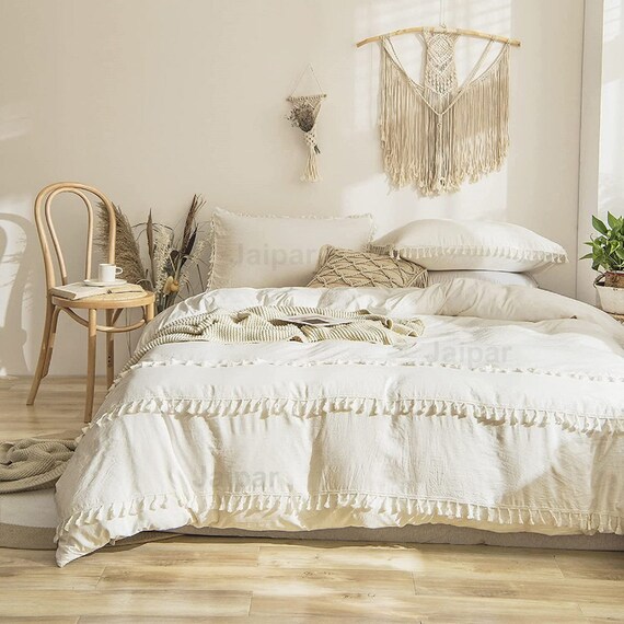 Cotton Tufted Tassel Duvet Cover Boho 