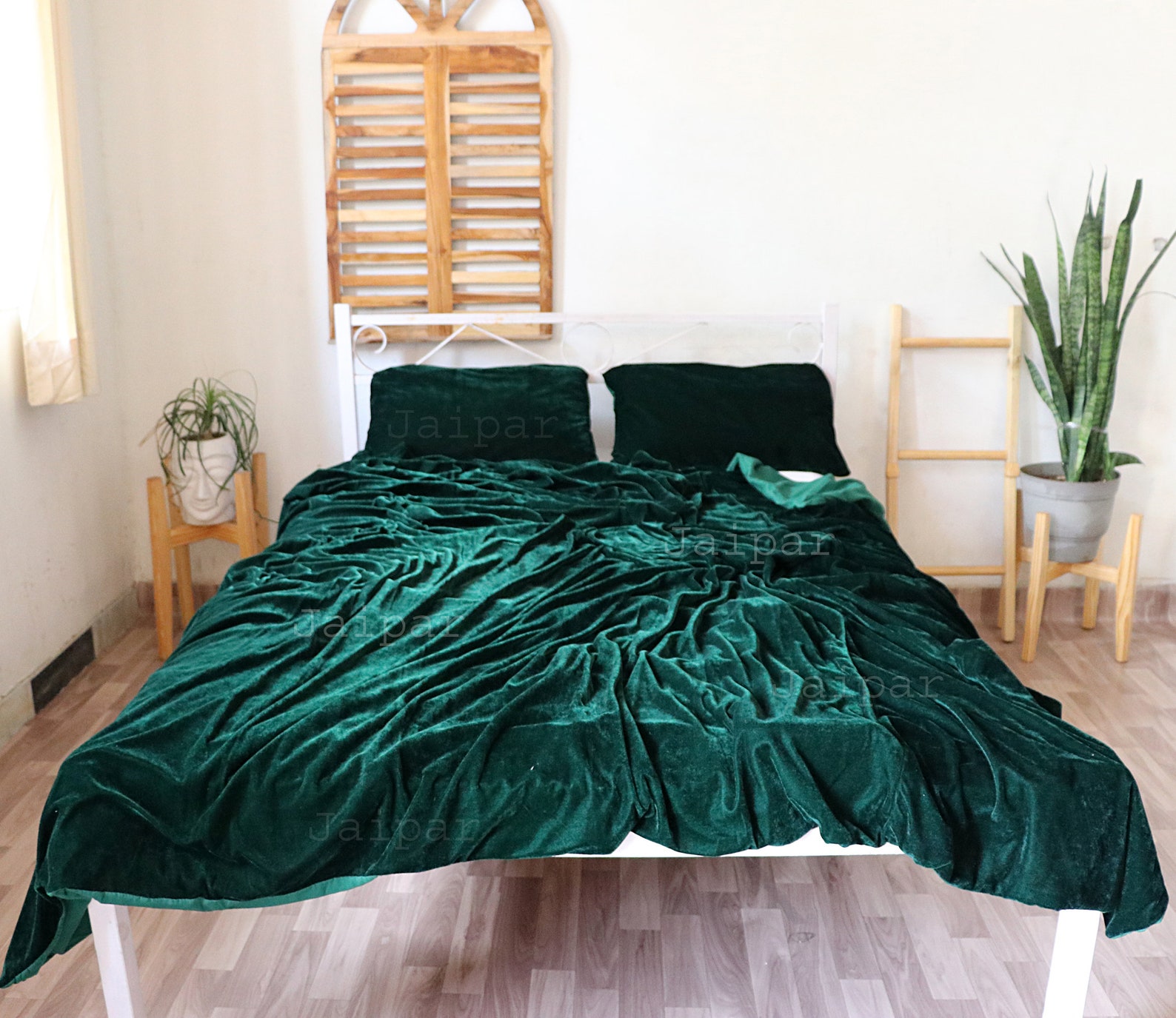 5 Pcs Set Ultra Luxury Dark Green Velvet Duvet Cover Boho Etsy