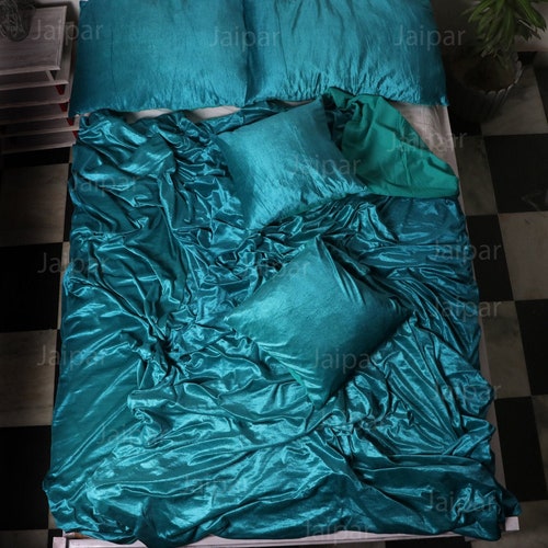 Teal Blue Ultra Luxe Velvet Duvet Cover Boho UO Bedding Etsy
