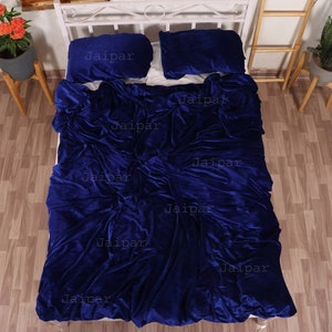 5 pcs Ultra-Luxe Broyé Royal Blue Velvet Housse de Couette Donna Cover Housse de Couette Royal Blue Velvet Housse de Couette Boho Literie UO Housse de Couette image 6