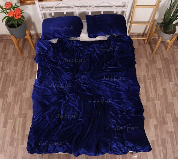 5 Pcs Ultra Luxe Crushed Royal Blue, Royal Luxe Duvet Covers
