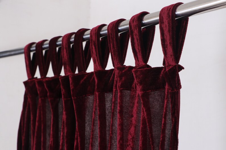 Luxe Dark Maroon Velvet Curtain Red Velvet Curtain Boho Window Curtain Salon Curtain Room Divider Curtain Christmas Gift Item image 1