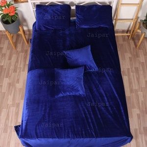 5 pcs Ultra-Luxe Broyé Royal Blue Velvet Housse de Couette Donna Cover Housse de Couette Royal Blue Velvet Housse de Couette Boho Literie UO Housse de Couette image 5