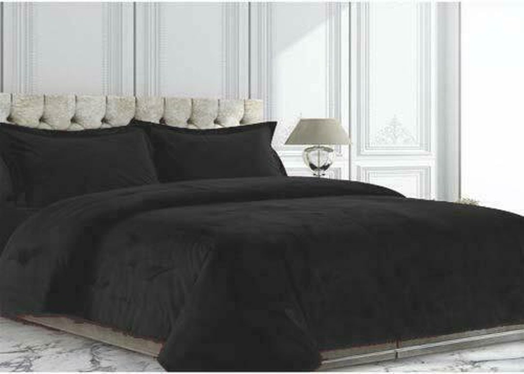 Ultraluxury Plain Black Velvet Duvet Cover Boho Bedding UO Etsy