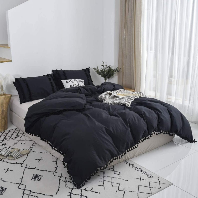 King Size Comforter Cover Black Bedding Quilt Cover Queen Etsy