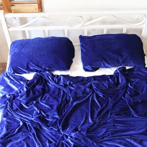 5 pcs Ultra-Luxe Broyé Royal Blue Velvet Housse de Couette Donna Cover Housse de Couette Royal Blue Velvet Housse de Couette Boho Literie UO Housse de Couette image 3