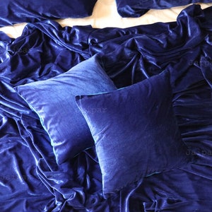 5 pcs Ultra-Luxe Broyé Royal Blue Velvet Housse de Couette Donna Cover Housse de Couette Royal Blue Velvet Housse de Couette Boho Literie UO Housse de Couette image 2