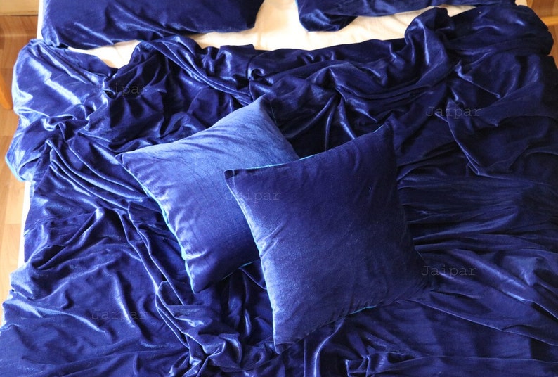 5 pcs Ultra-Luxe Broyé Royal Blue Velvet Housse de Couette Donna Cover Housse de Couette Royal Blue Velvet Housse de Couette Boho Literie UO Housse de Couette image 2