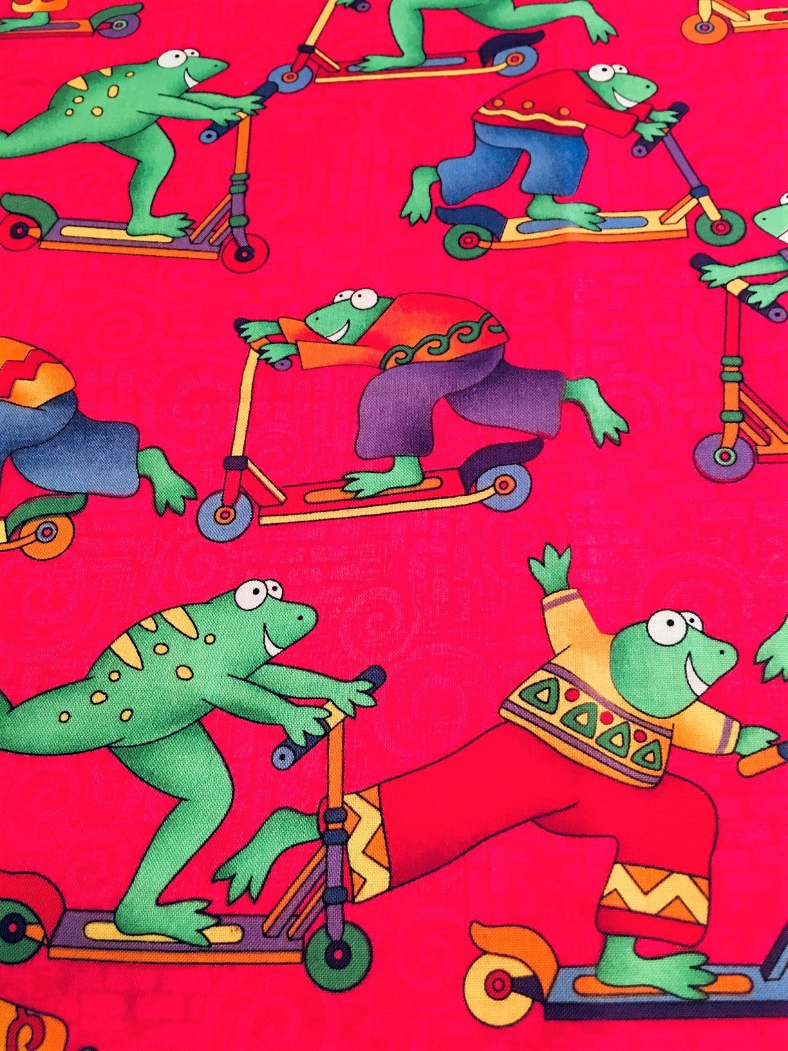 Frogs on Scooters Fabric Springs Industries 5513 Etsy