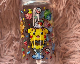 Anime Acrylic Cup | Pikachu Dessert Iced Coffee Tumbler | Kawaii Drinkware