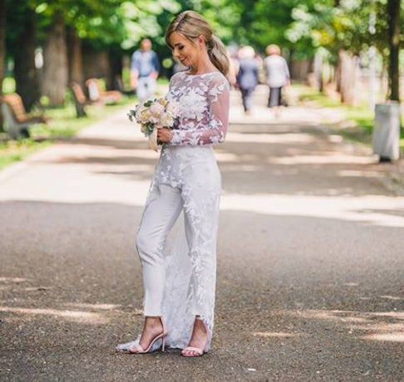 Bridal White Jumpsuit Etsy