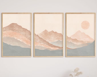 Pastel Mountain Art | Etsy