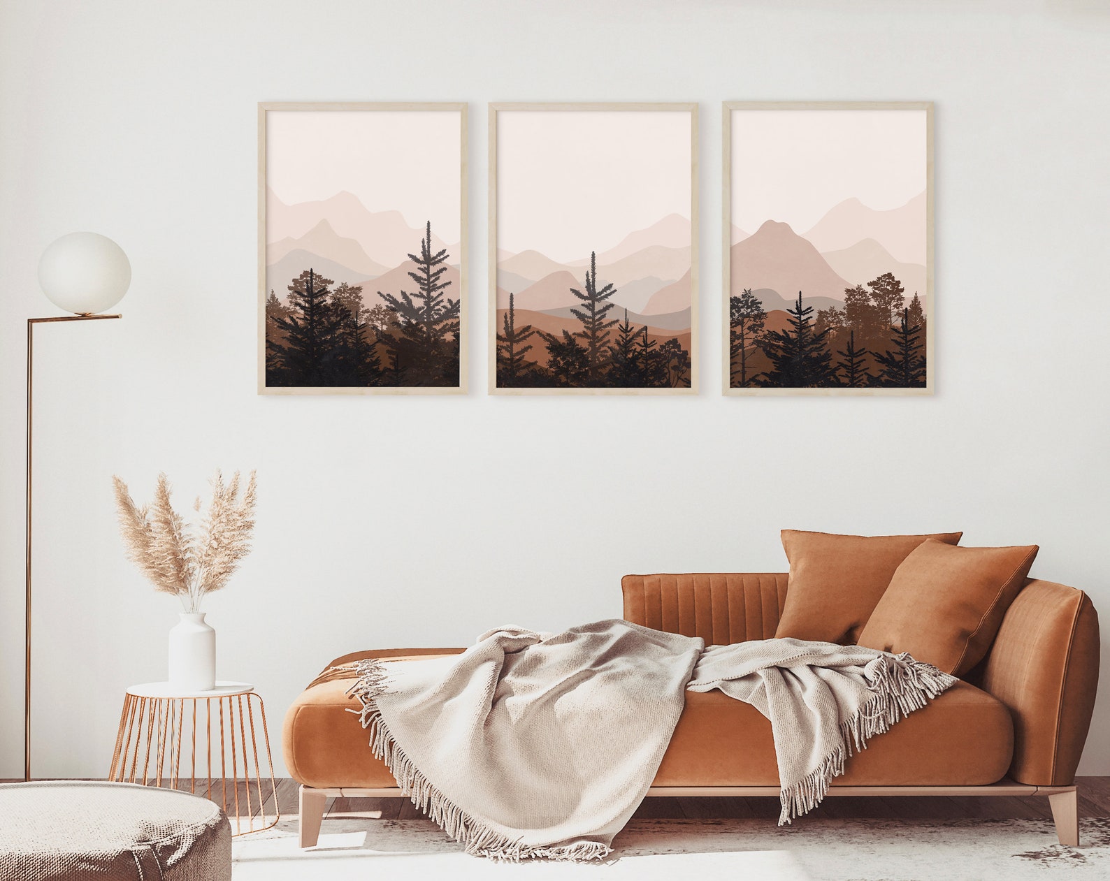 Set Of 3 Landscape Prints Wall Art Forest Foggy Mountains Etsy