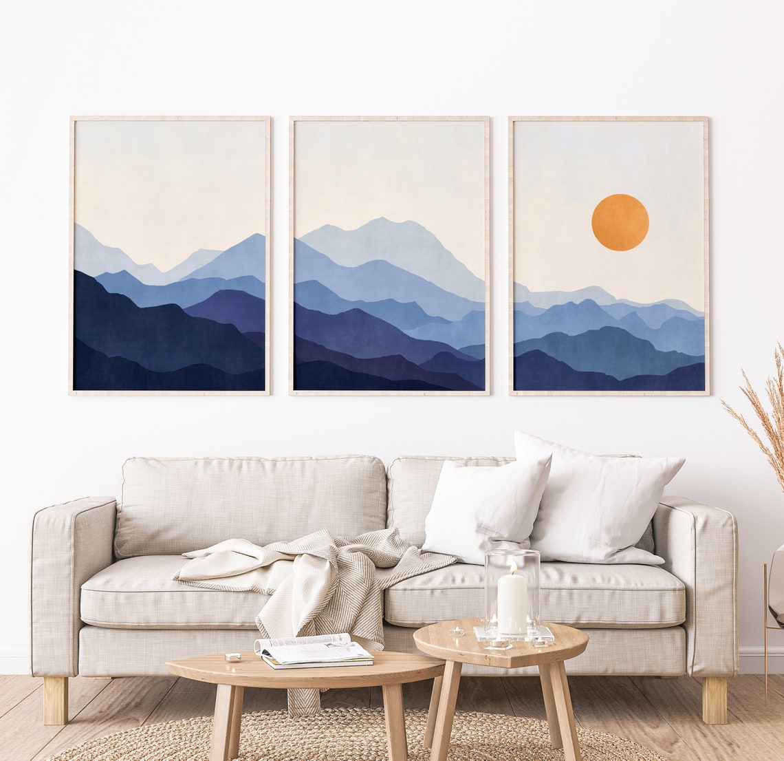 Blue Mountain Wall Art Set of 3 Prints Landscape Printable Etsy