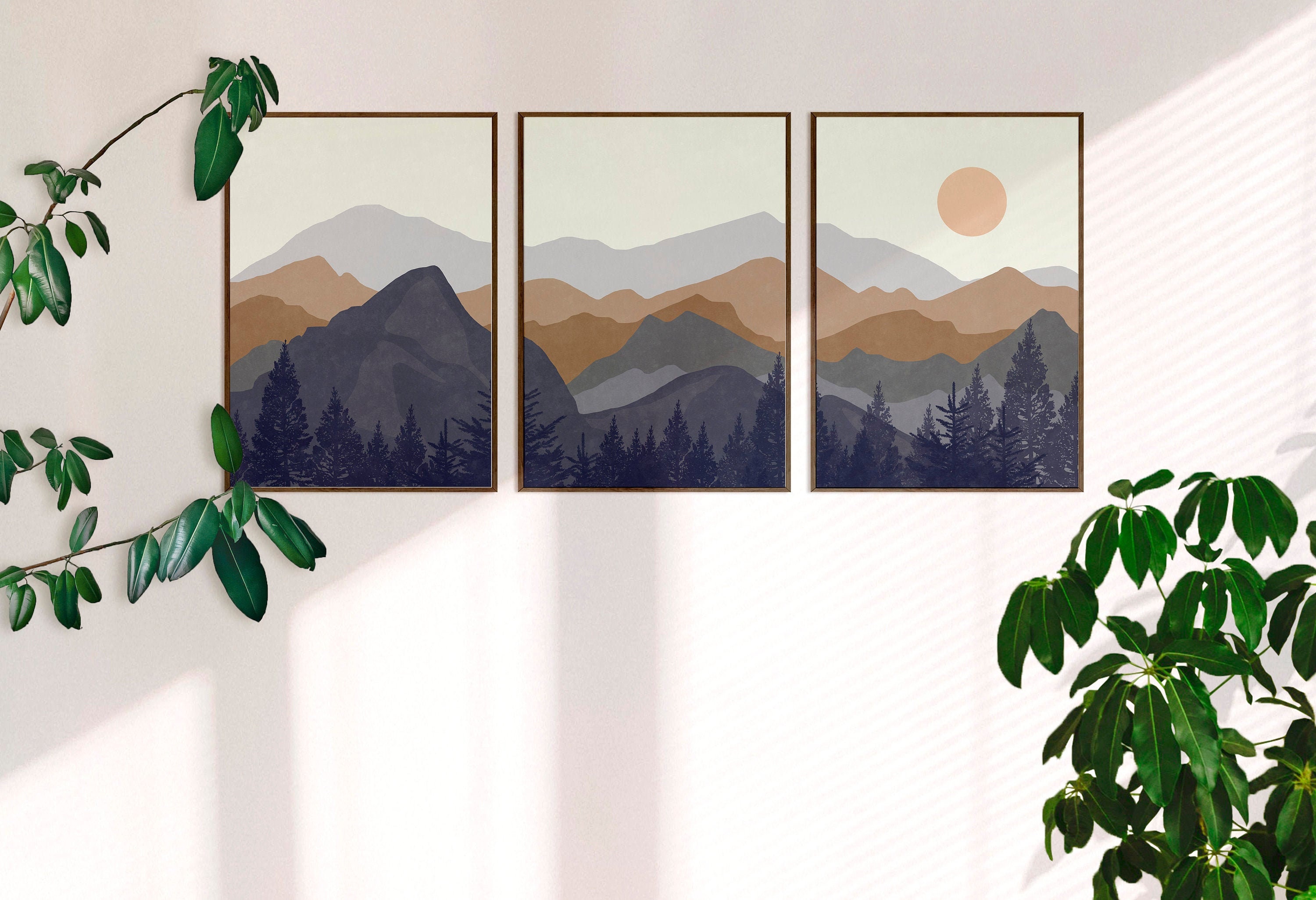 Minimalist Landscape 3 Piece Wall Art Abstract Art Print Etsy