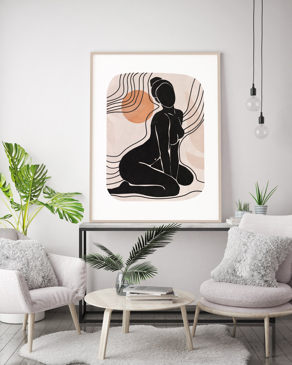 Female Figure Prints Set of 2 Abstract Female Form Art Black Etsy