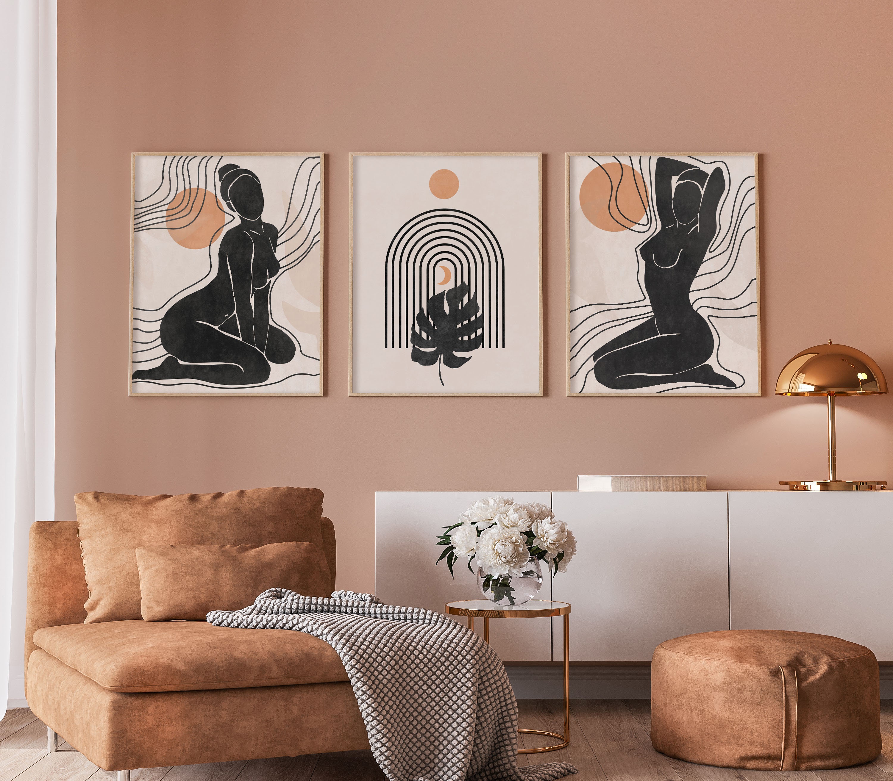 Abstract Female Body Wall Art Mid Century Modern Woman | Etsy