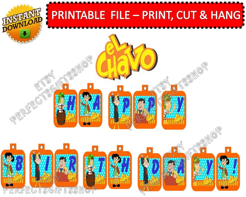 Chavo Del 8 Birthday Banner Chavo Del 8 Banner Chavo Del 8 Birthday ...