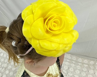 bow on the head,head flower,handmade rose,yellow rose,beautiful flower