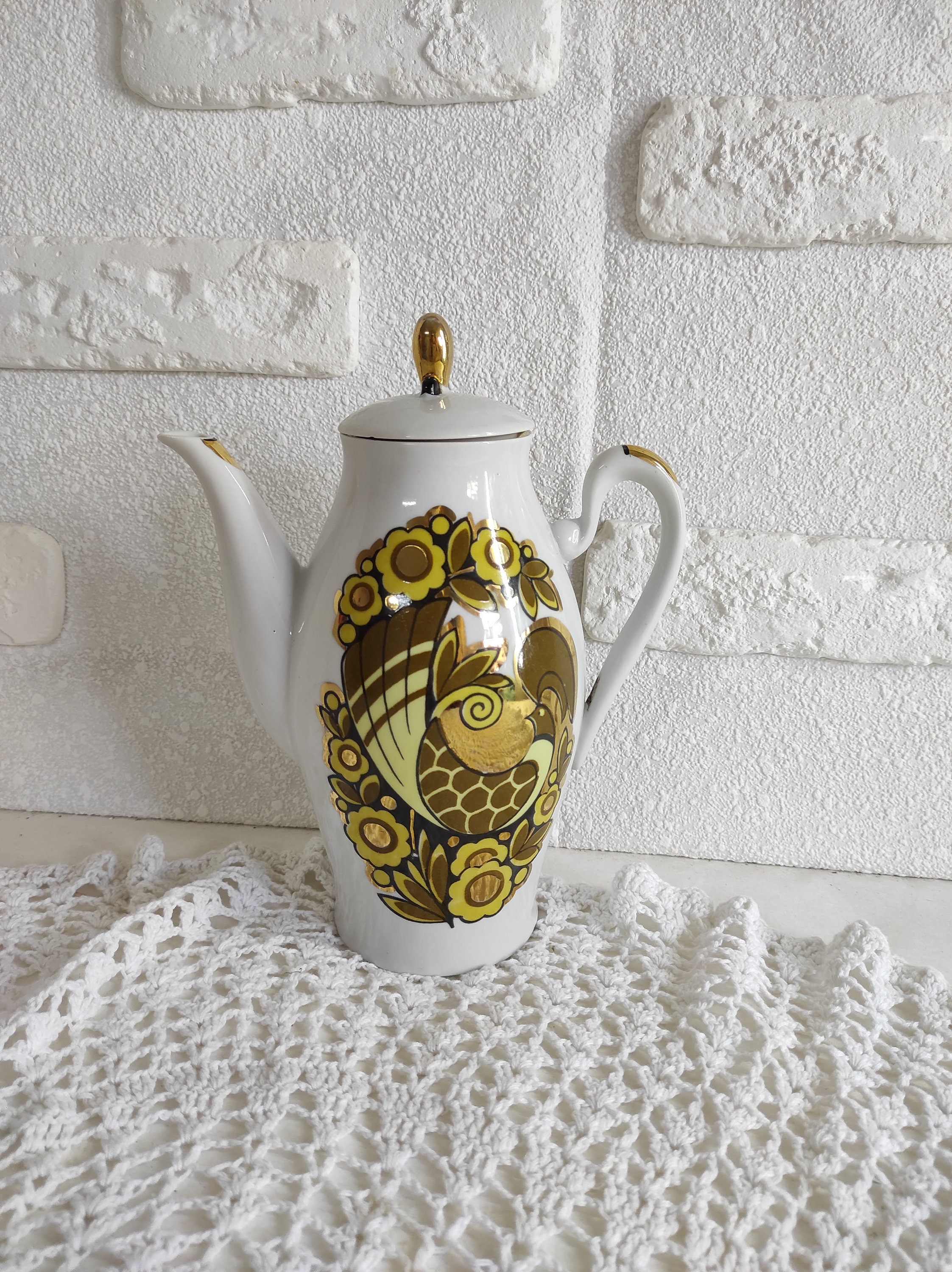 Bone china teapot russian tea vintage kitchen items vintage Etsy