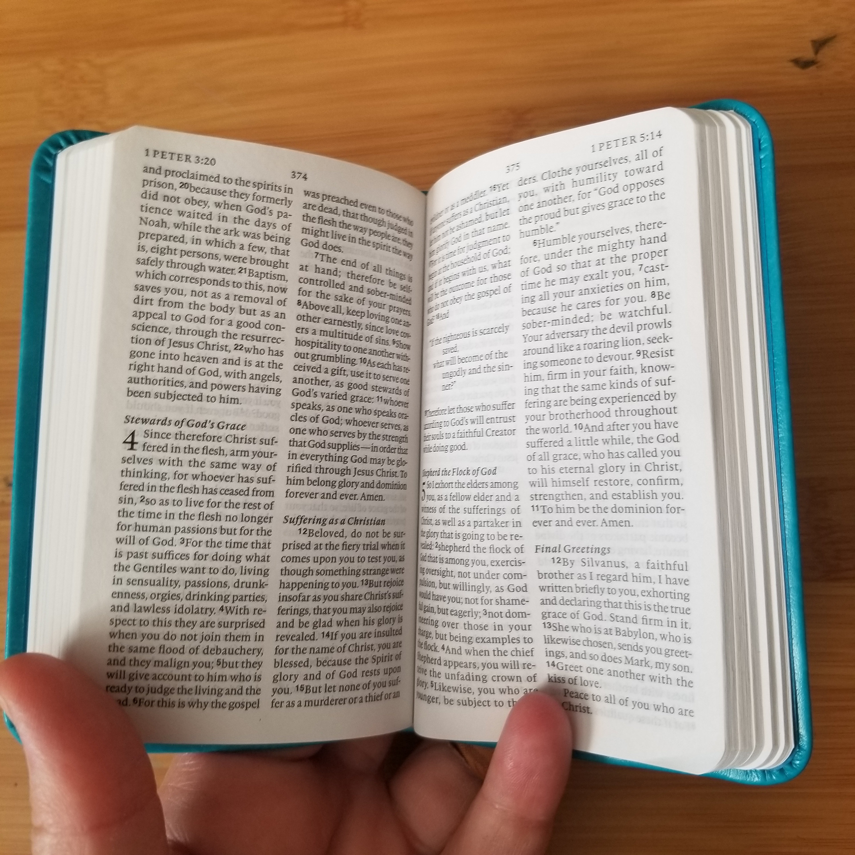 Pocket Bible ESV New Testament Handpainted Blue Teal Faux Etsy UK