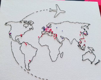 Customised travel map art / wanderlust / travel decorations / personalised art / places we've been