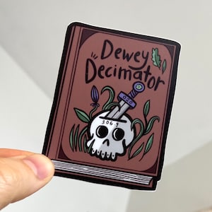Pegatina del Decimador Dewey (marrón) /// Decimal Dewey / Bibliotecarios / Bibliotecas / Dark Academia / Libros / Catalogador / Bibliotecología