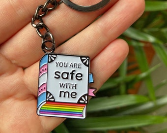 You Are Safe With Me /// Enamel Keychain | Librarian | Pride |