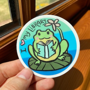 Sticker grenouille || J'adore ma bibliothèque ||