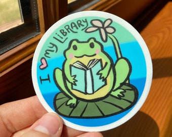 Frog Sticker || I love my library ||