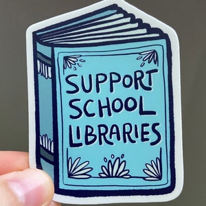 Pegatina de libro de bibliotecas escolares de apoyo // Biblioteconomía // Libros
