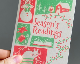 Seasons Readings (In stock) - holiday card for librarians/book lovers - Christmas