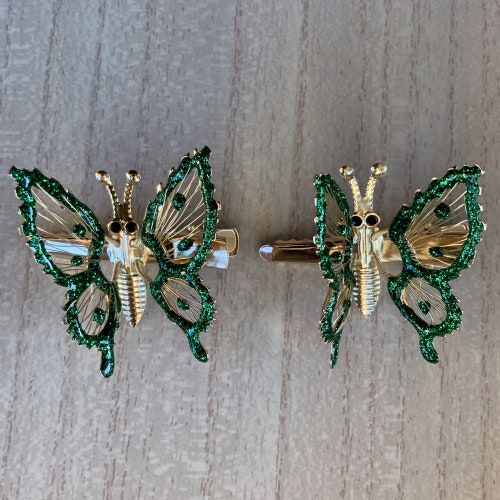 90s Vintage Purple/gold Moving Wings Butterfly Clip Set Etsy