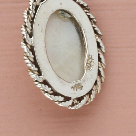 sterling silver braided faux mabe pearl pendant - image 3